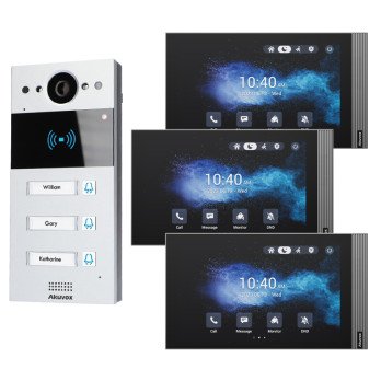 Akuvox Panel R20BX3 + 3x Monitor S563W setti