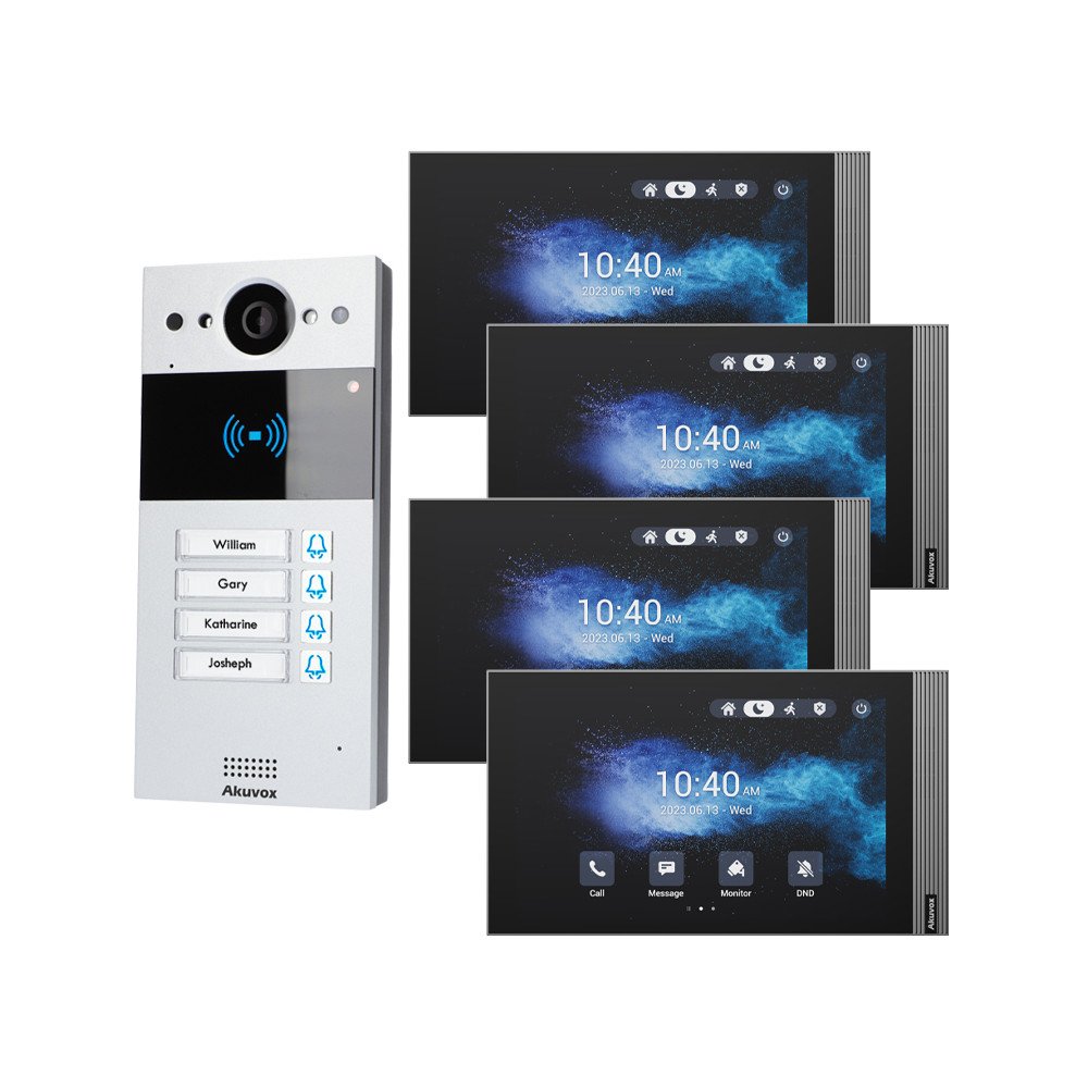 Zestaw Akuvox panelis R20BX4 + 4x monitors S563W