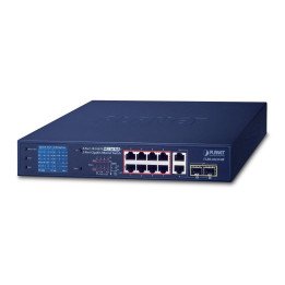 PLANET FGSD-1022VHP 8-Port 10/100TX 802.3at PoE + 2-Port Gigabit TP/SFP Combo Desktop Switch with Smart Color LCD (120W PoE Budg