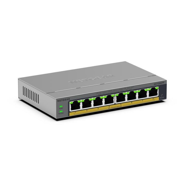 NETGEAR GS108EPP Nepārvaldāms PoE+ slēdzis 8 porti Gigabit 64W