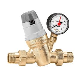 Caleffi 535051 Pressure Regulator with Replaceable Cartridge, Manometer, and Setting Indicator 3/4"