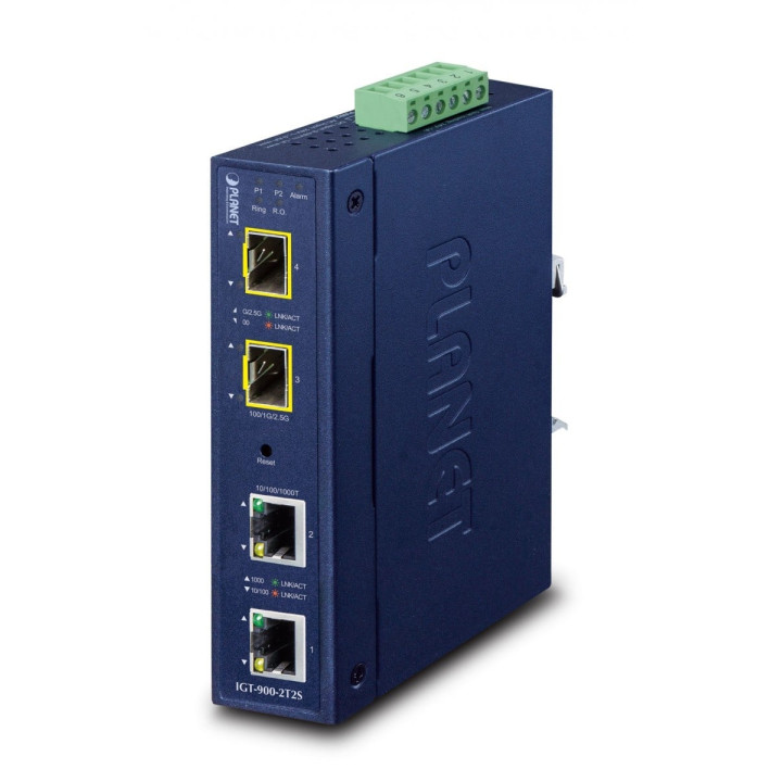 PLANET IGT-900-2T2S промышленный медиаконвертер 2x RJ45 + 2x SFP IP30