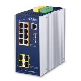 PLANET IGS-5225-8P4S-12V Industrial L2+/L4 Managed PoE+ Switch with 12V Booster, 8x Gigabit PoE+ 4x SFP, -40 to 75°C
