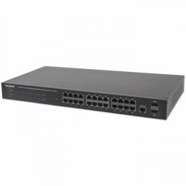 Intellinet 24-Port Web-Managed Switch with PoE+ and 2 Mini Gbic Ports