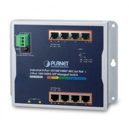 PLANET WGS-4215-8P2S Managed Gigabit PoE+ Switch, 8-Port 802.3at + 2 SFP, IP30, Wall Mount, -40°C to 75°C