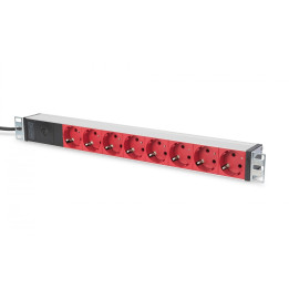 DIGITUS DN-95410-R 1U alumiiniumist PDU, 8x CEE 7/7 pistikupesa, 10A, 250VAC