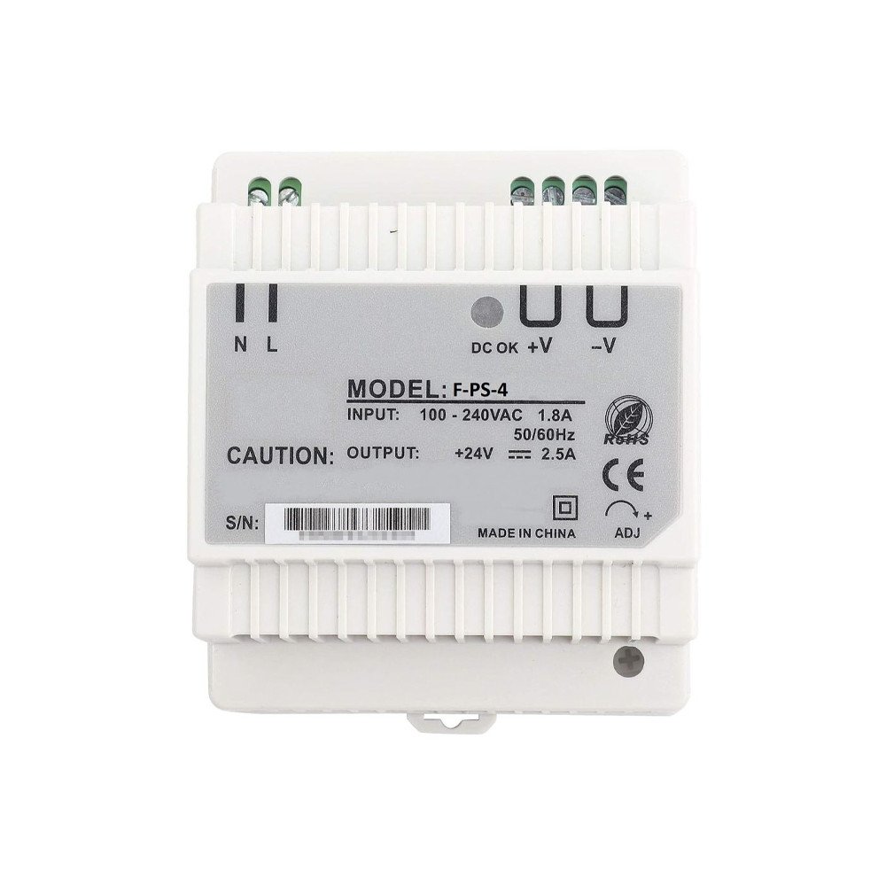Power supply for the F 2.5 A system on a DIN rail