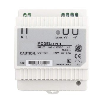 Power supply for the F 2.5 A system on a DIN rail