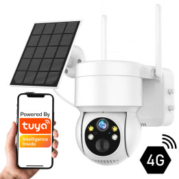 Tuya Outdoor Battery PTZ Camera 3MP IP66 4G LTE with 5W USB-C Solar Panel