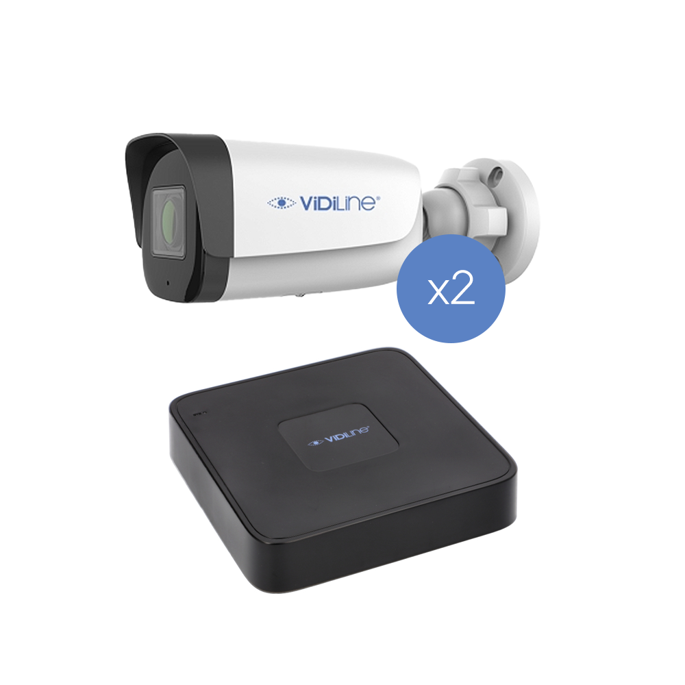 ViDiLine IP-seirekomplekt 2 kaamerat 4Mpx Zoom PoE salvesti