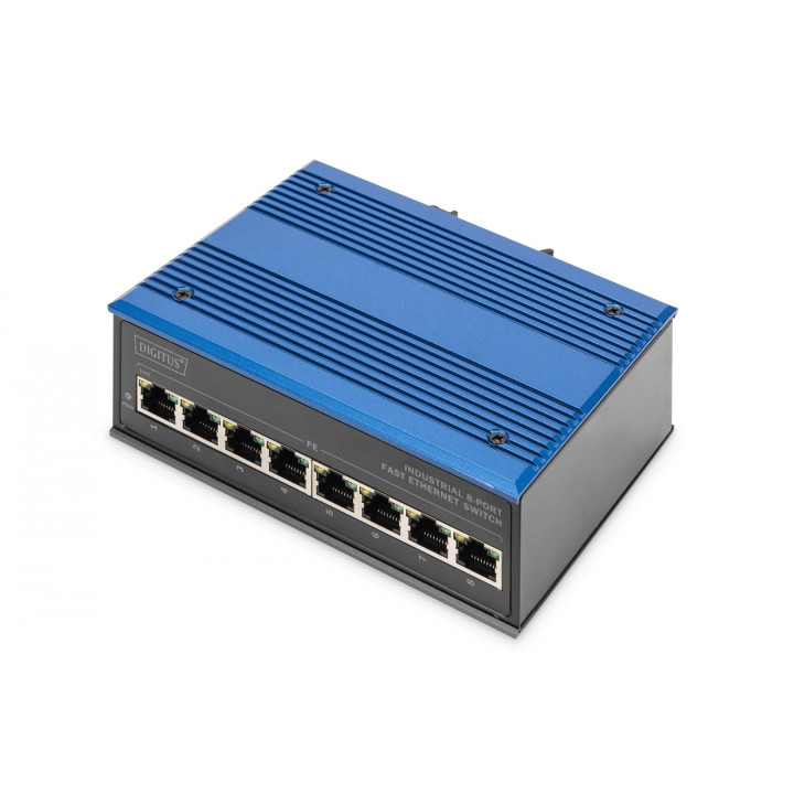 DIGITUS DN-650106 tööstuslik 8-pordiline kiire Etherneti lüliti DIN-liistud, laiendatud temperatuurivahemik