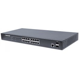 Intellinet 561341 16-Port Web-Managed Gigabit PoE+ Switch with 2 SFP Ports