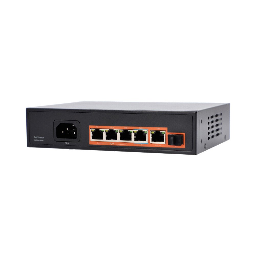 Switch VIDI-G0411GE_2 4x PoE 1000Mb/s 1x RJ45 Uplink i 1x SFP 1000Mb/s 65W