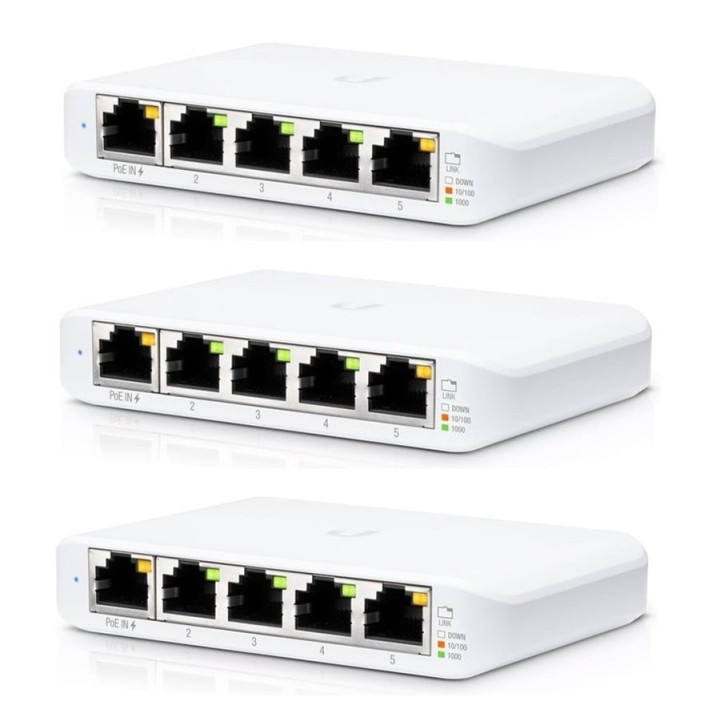 Ubiquiti UniFi Switch Flex Mini (3-pack) Managed Gigabit Ethernet (10/100/1000) Power over Ethernet (PoE) White (USW-FLEX-MINI-3