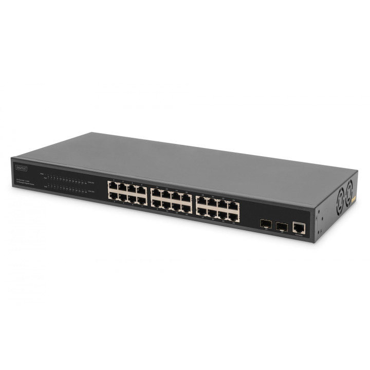 DIGITUS DN-95359 24-pordiline L2 hallatav Gigabit Etherneti lüliti koos PoE+ injektoriga, 2 SFP üleslingiga