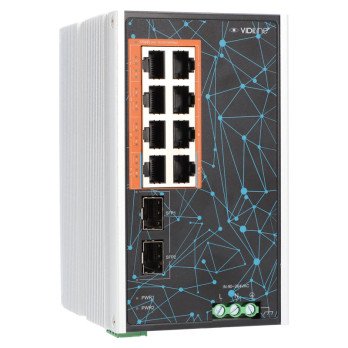 Luliti 8xPoE 1Gb/s DIN-liistu jaoks 2xSFP ViDi-DG0802G