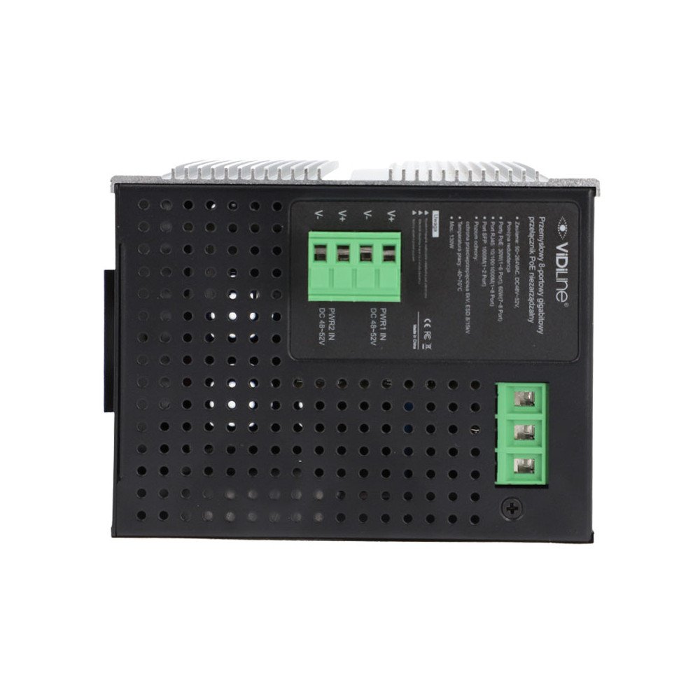 Kytkin 8xPoE 1Gb/s DIN-kiskoon 2xSFP ViDi-DG0802G