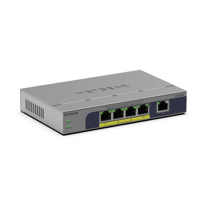 Netgear GS105P-300EUS Неуправляемый гигабитный PoE коммутатор 5 портов
