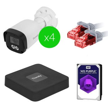 IP noverosanas komplekts - 4 TC-321N kameras, ierakstitajs, 4 patch vadi, 1TB disks