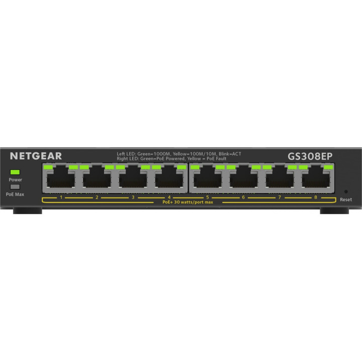 NETGEAR GS308EP-100PES 8 prievadų Gigabit Plus PoE+ jungiklis