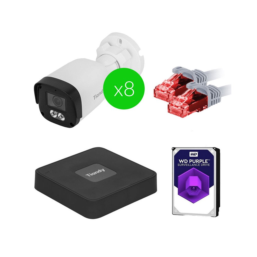 IP stebejimo rinkinys - 8 TC-321N kameros, registratorius, 8 patch laidai, 1TB diskas
