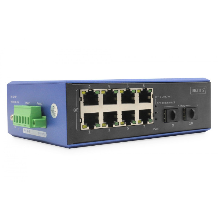 DIGITUS DN-651151 Industriālais PoE slēdzis 8 PoE+2 SFP