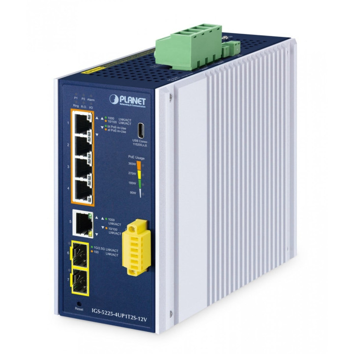 PLANET IGS-5225-4UP1T2S-12V Промышленный PoE++ коммутатор 4x2.5G SFP