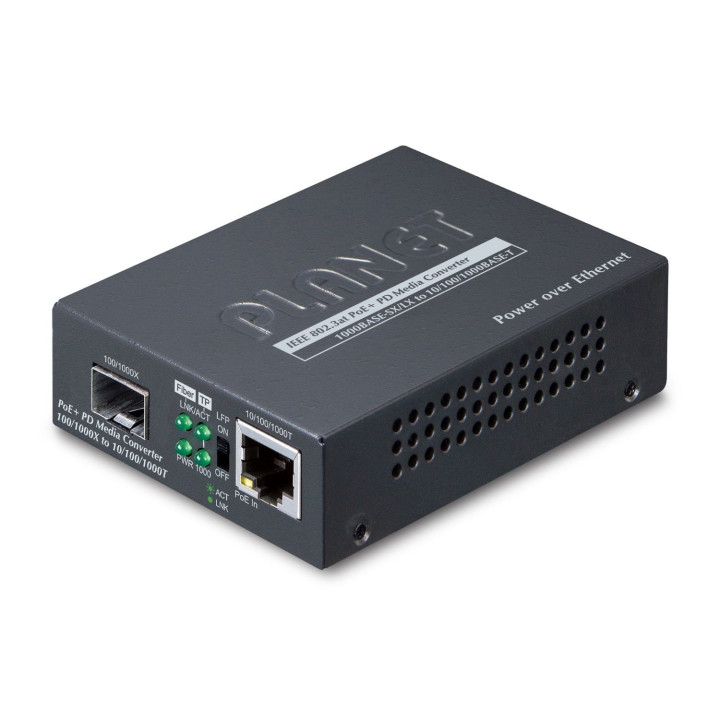 PLANET GT-805A-PD PoE+ PD гигабитный медиаконвертер SFP
