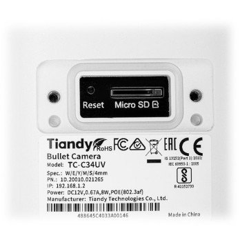 KAMERA IP TC-C34UV SPEC: W/E/Y/M/S/4MM Color Maker 4 Mpx 4 mm TIANDY