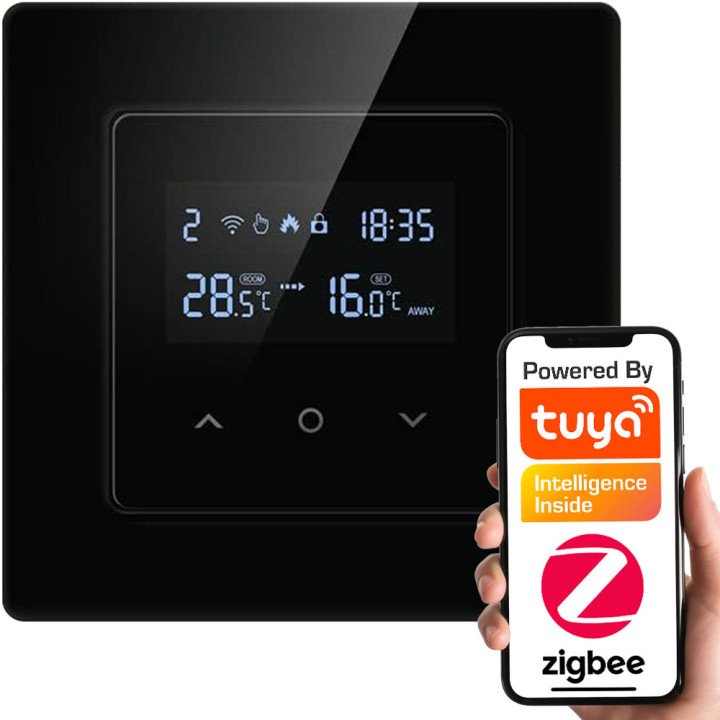 PSMART viedais termostats apkures katlam/sildītājam 3A Black RM ZigBee TUYA