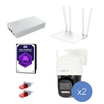 ViDiLine IP-seirekomplekt 2 kaamerat 3Mpx PTZ WiFi ruuteri salvesti