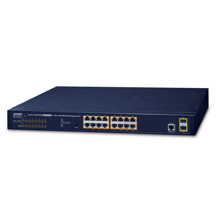 PLANET GS-4210-16P2S Pārvaldīts PoE+ slēdzis 16 porti 220W