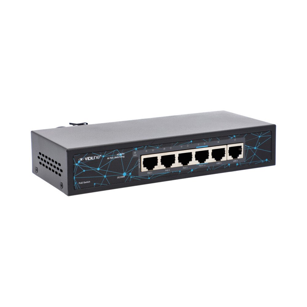 Switch ViDiline VIDI-F0420FB 4x PoE 100Mb/s 2x RJ45 Uplink 60W