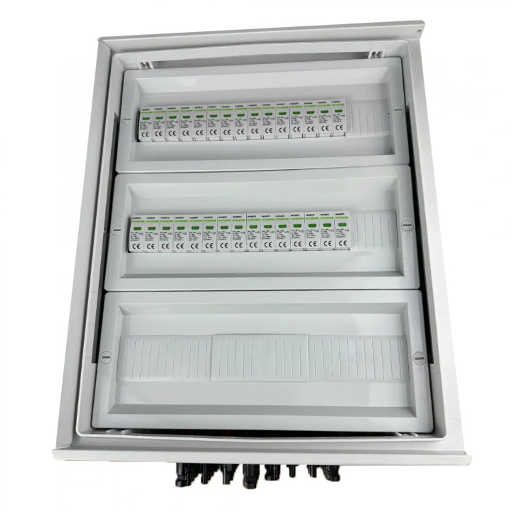 EMITER EM-1365N_DC DC Hermetic IP66 Distribution Board with Noark 1000V Surge Arrester Type 2, 10x PV String, 10x MPPT