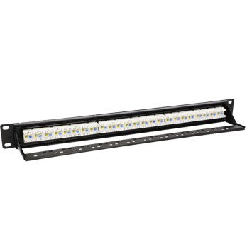 Keystone patch skydelis 19" kat. 6 UTP 1U 24 prievadu metalinis ViDi-R19-PP24-KAT6-SZ