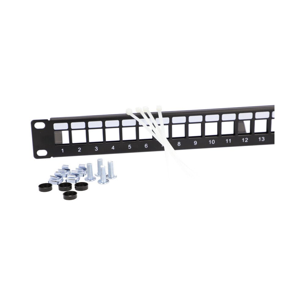 Patch panel RACK 19" 24 porttia 1U Metal ViDi-R19-PP24
