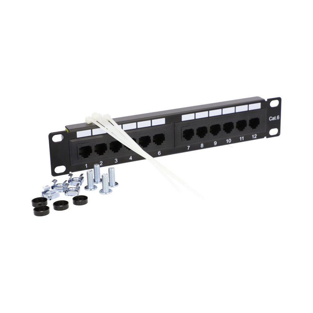 Patch panel Rack 10" 12 ports 1U cat. 6 UTP ViDi-R10-PP12