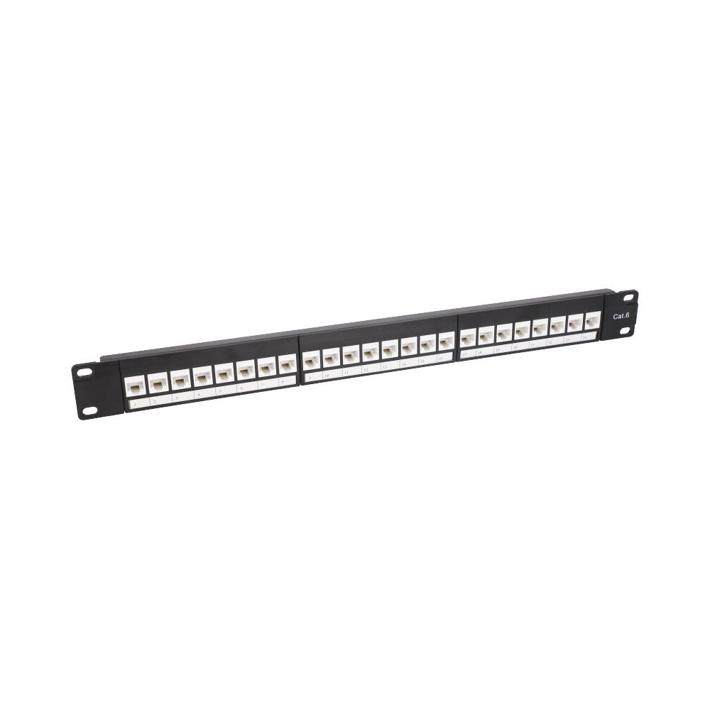 Paneel krosowy patchpanel RACK 19" 24 porty 1U kat. 6 UTP Metal ViDi-R19-PP24-KAT6