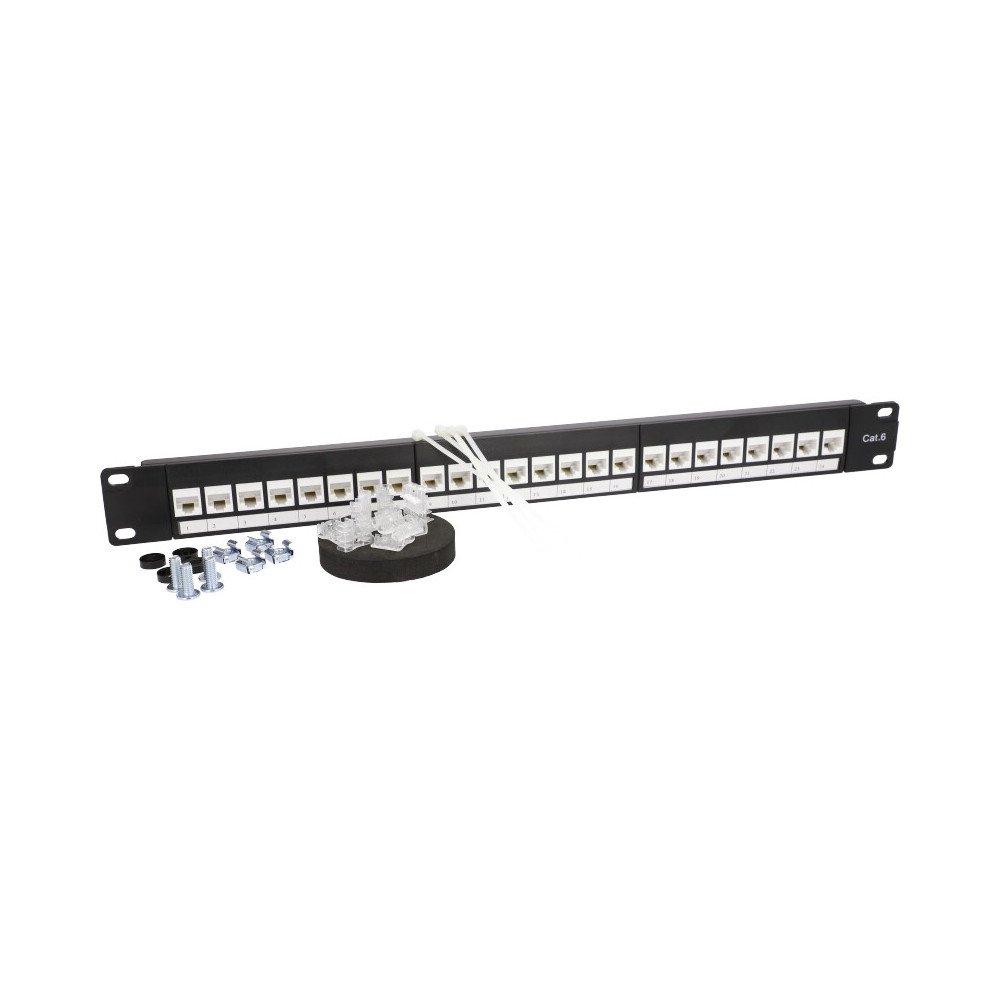 Paneel krosowy patchpanel RACK 19" 24 porty 1U kat. 6 UTP Metal ViDi-R19-PP24-KAT6