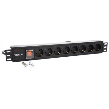 PDU RACK maitinimo juostele 19" 1U iki 16A 8 lizdai Schuko ViDi-R19-PDU8