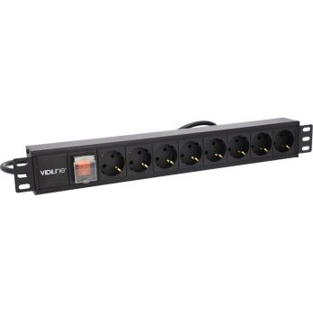 PDU RACK barosanas bloks 19" 1U lidz 16A 8 ligzdas Schuko ViDi-R19-PDU8