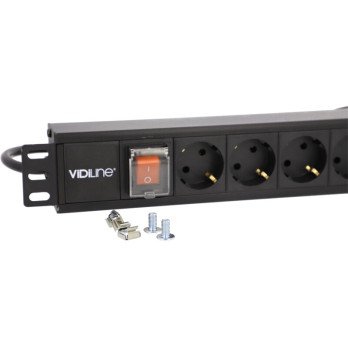 PDU RACK maitinimo juostele 19" 1U iki 16A 8 lizdai Schuko ViDi-R19-PDU8