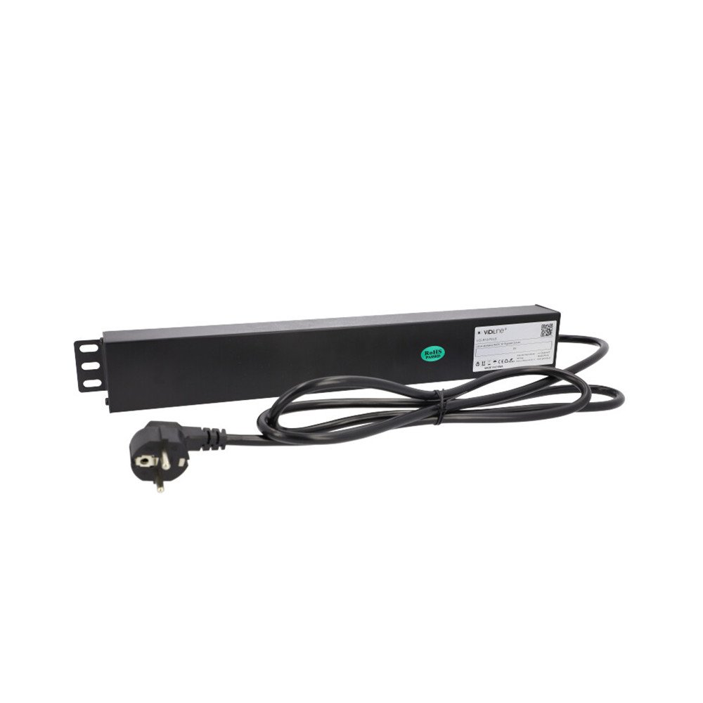 PDU RACK maitinimo juostele 19" 1U iki 16A 8 lizdai Schuko ViDi-R19-PDU8