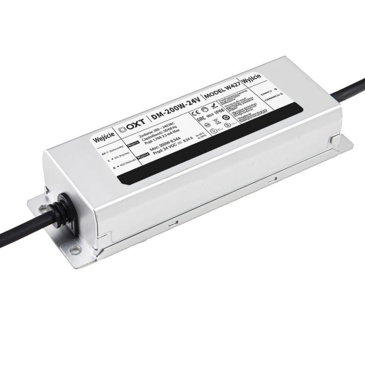 OXT 24V 200W 8.34A LED barošanas avots | Ūdensizturīgs | Aizzīmogots | IP68
