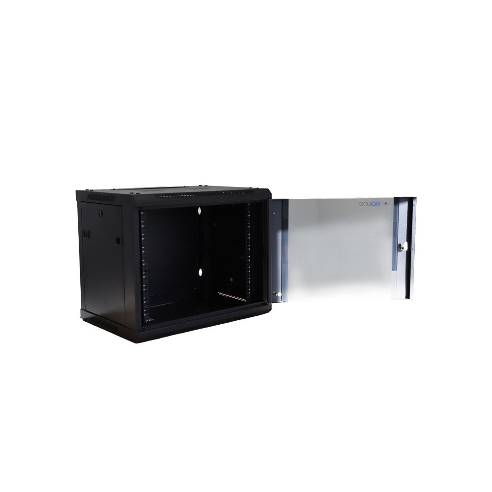 RACK-kaappi 19" 9U, ripustus jopa 60kg, karkaistu lasi ViDi-R19-9U/450-WS_V2