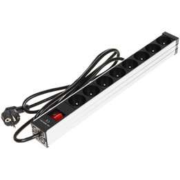 PD-8K/RACK 19" 1U PDU – 8 kontaktligzdas