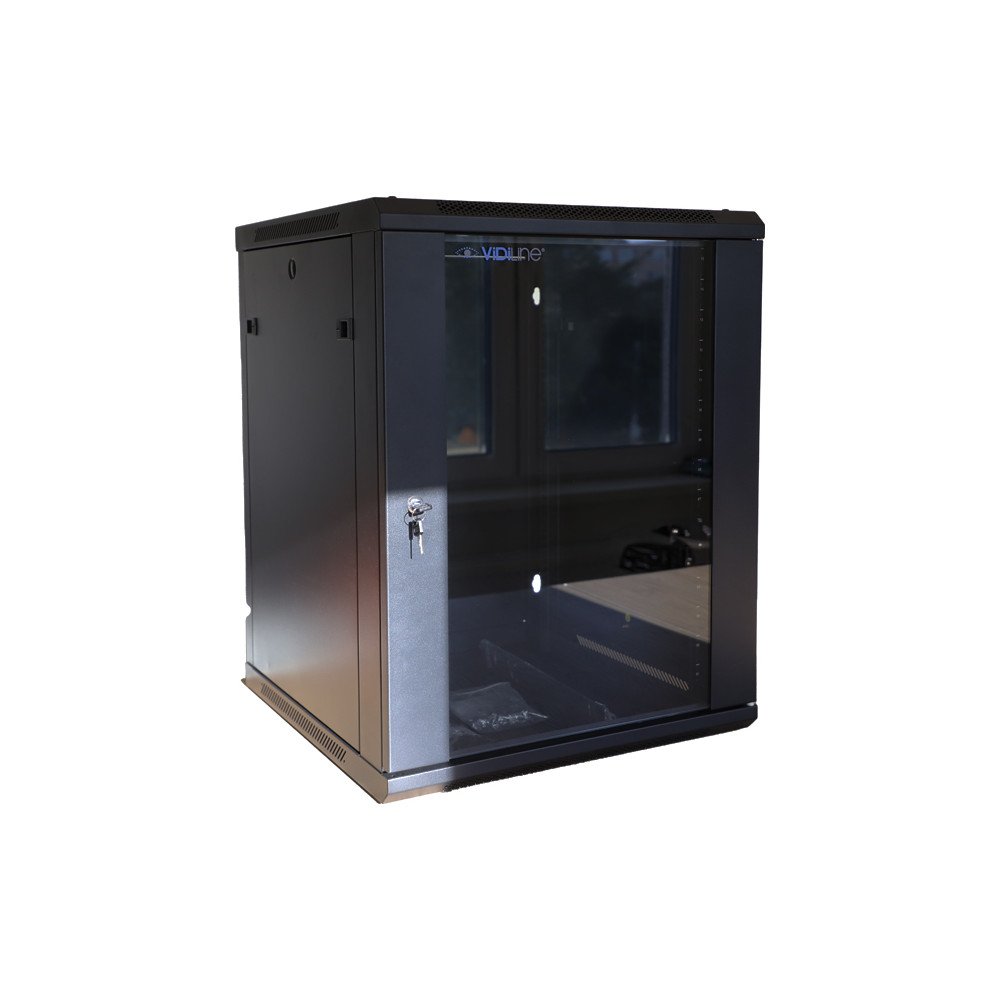 RACK skapis 19" Piekarts 15U lidz 60kg Rudits stikls ViDi-R19-15U/600-WS_V2