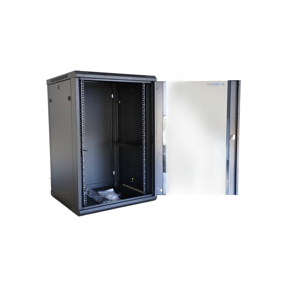 RACK-kapp 19" Rippkapp 18U kuni 60kg Karastatud klaas ViDi-R19-18U/600-WS_V2