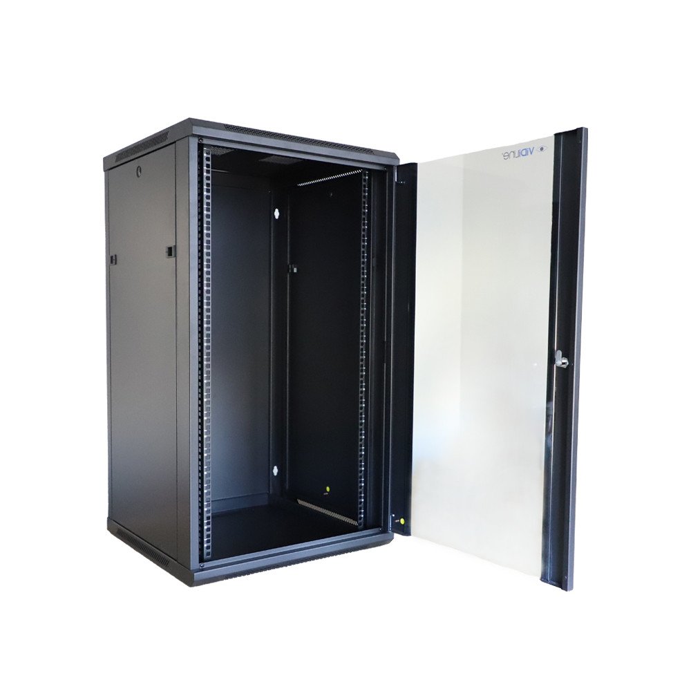 RACK cabinet 19" Hanging 22U up to 60kg Tempered glass ViDi-R19-22U/600-WS_V2