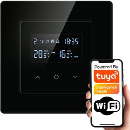 PSMART viedais termostats 16A grīdas apsilde, melna RM sērija WiFi TUYA